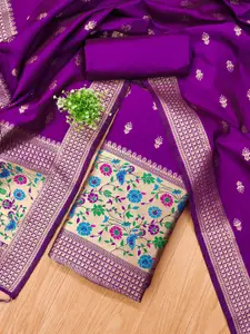 Panzora Ethnic Motifs Woven Design Zari Unstitched Dress Material