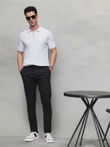 French Connection Men Slim Fit Striped Regular Trousers