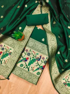 Panzora Ethnic Motifs Woven Design Zari Unstitched Dress Material