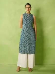 Anouk Paisley Printed Halter Neck Straight Kurta