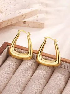 Jewels Galaxy Stainless Steel Gold-Plated Contemporary Hoop Earrings