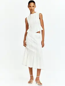 H&M Women Textured Midi Skirt