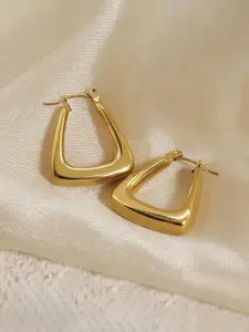 Jewels Galaxy Stainless Steel Gold-Plated Contemporary Hoop Earrings