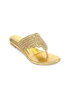 RACECOURSE Women Embellished Open Toe Flats