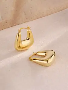 Jewels Galaxy Stainless Steel Gold-Plated Contemporary Hoop Earrings