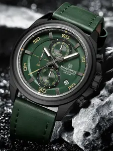 Naviforce Men Dial & Leather Straps Analogue Chronograph Watch NF8075 B GN GN