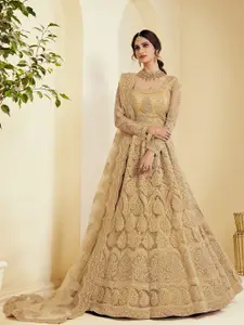 LADY SHOPI Embroidered Thread Work Semi-Stitched Lehenga & Choli With Dupatta