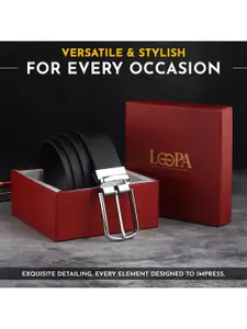 LOOPA Men Textured Leather Reversible Formal Belt