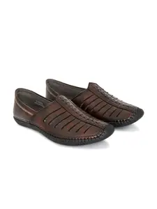 YOU LIKE Men Solid Round Toe Slip-On Mojaris Casual Shoes