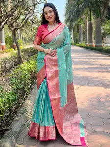 SGF11 Floral Zari Pure Silk Handloom Kanjeevaram Saree