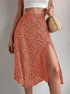 StyleCast Floral Printed A-Line Knee-Length Asymmetric Skirt