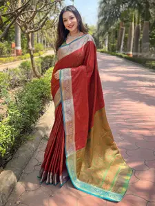 SGF11 Women Floral Pure Silk Handloom Kanjeevaram Saree