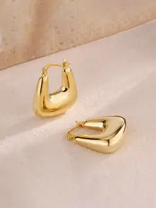 Jewels Galaxy Stainless Steel Gold-Plated Contemporary Hoop Earrings