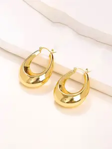 Jewels Galaxy Stainless Steel Gold-Plated Contemporary Hoop Earrings