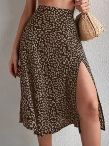 StyleCast Floral Printed A-Line Knee-Length Asymmetric Skirt