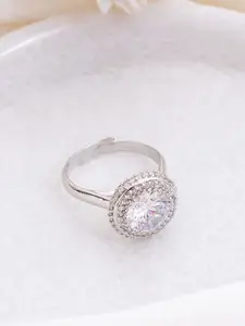 Manikya Rhodium-Plated Cubic Zirconia StuddedFingerRing