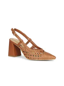 Saint G Women Woven Design Laser Cuts Block Sandals Heels