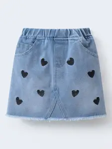 Mark & Mia Girls Heart Embroidered Straight Knee Length Skirt