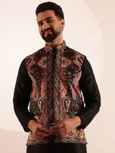 SOJANYA Velvet Printed Nehru Jacket