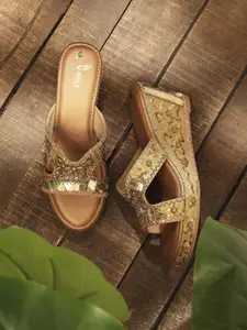 V-WALK Women Embellished Ethnic Platform Sandals