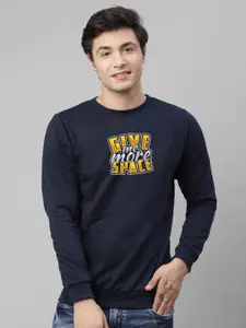 REYA Men Typography Printed Cotton Sweatshirt
