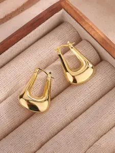 Jewels Galaxy Stainless Steel Gold-Plated Contemporary Hoop Earrings