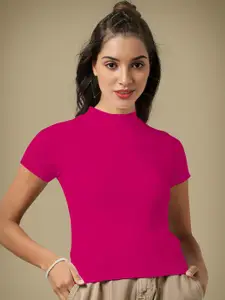 Dream Beauty Fashion top-90-tripta-ranipink Women Solid High Neck Top