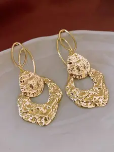 VAGHBHATT Gold-Plated Contemporary Shaped Drop Earrings