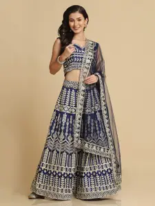 KALINI Embroidered Semi-Stitched Lehenga & Unstitched Blouse With Dupatta