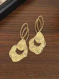 KRENOZ Gold-Plated Contemporary Shaped Drop Earrings