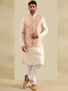 SOJANYA Men Woven Design Regular Kurta And Pyjamas With  Nehru Jacket