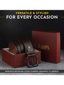 LOOPA Men Leather Formal Belt With Push Pin Closure