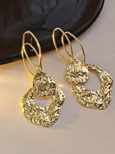 KRENOZ Gold-Plated Contemporary Shaped Drop Earrings