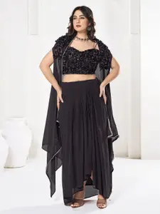 KALINI Embroidered Semi-Stitched Lehenga & Unstitched Blouse With Dupatta