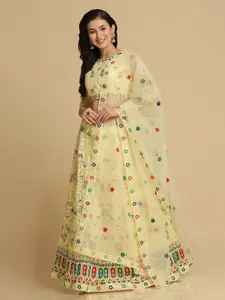 KALINI Embroidered Semi-Stitched Lehenga & Unstitched Blouse With Dupatta