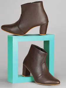 Commander Shoes Women High-Ankle Block-Heeled Zipper Boots