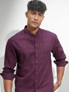 HIGHLANDER Men Comfort Band Collar Relaxed Fit Casual Shirt