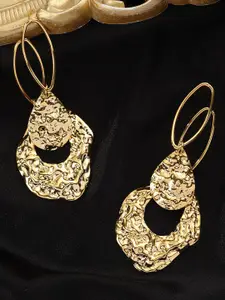 KRENOZ Gold-Plated Contemporary Shaped Drop Earrings