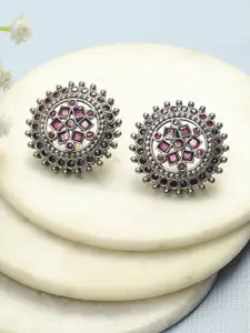 Biba Brass Plated Artificial Stones and Beads Studded Enamelled Floral Shaped Studs