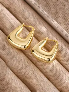 Jewels Galaxy Stainless Steel Gold-Plated Contemporary Hoop Earrings