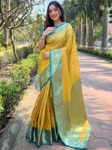 SGF11 Floral Woven Design Zari Pure Silk Kanjeevaram Saree