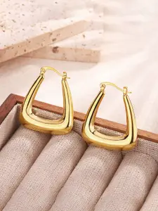 Jewels Galaxy Stainless Steel Gold-Plated Contemporary Hoop Earrings