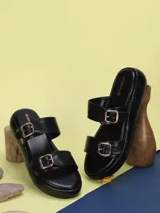 DressBerry Women Open Toe Flats with Buckles