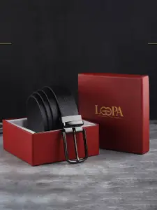 LOOPA Men Leather Reversible Formal Belt With Push Pin Closure