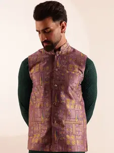 SOJANYA Geometric Design Brocade Nehru Jacket