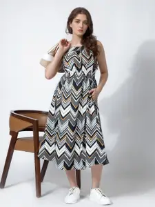 all about you Geometric Printed Fit & Flare Midi Dress