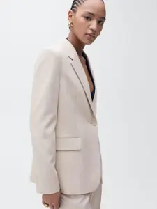 MANGO Structured Shoulder Single-Breasted Blazer