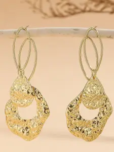 KRENOZ Gold-Plated Contemporary Shaped Drop Earrings