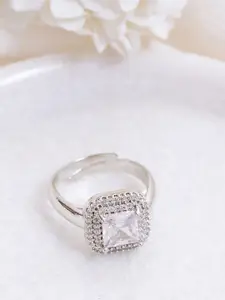 Manikya Rhodium-Plated Cubic Zirconia StuddedFingerRing