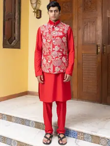 PATR Embroidered Woven Nehru Jacket